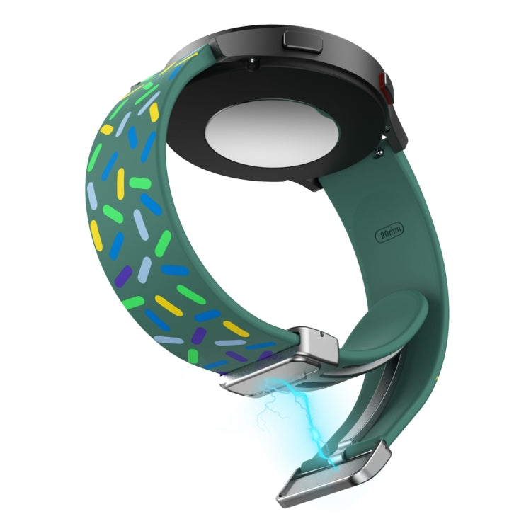 For Samsung Galaxy Watch 6 / 6 Classic Sports Rainbow Dots Magnetic Black Buckle Silicone Watch Band