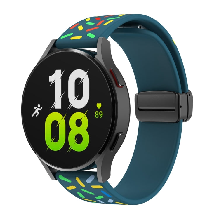 For Samsung Galaxy Watch 6 / 6 Classic Sports Rainbow Dots Magnetic Black Buckle Silicone Watch Band