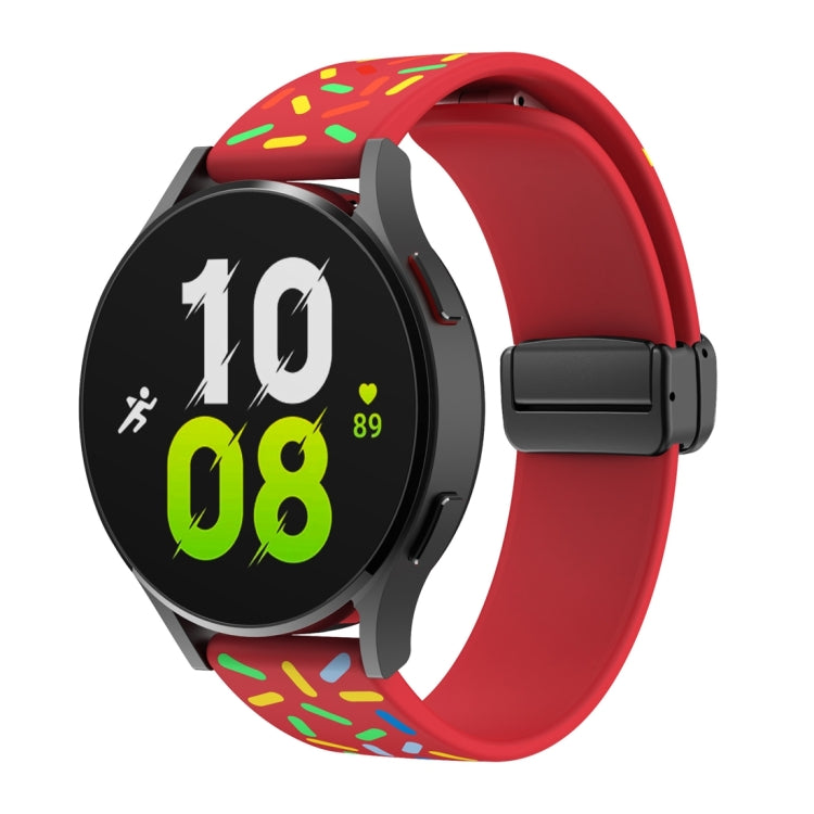 For Samsung Galaxy Watch 6 / 6 Classic Sports Rainbow Dots Magnetic Black Buckle Silicone Watch Band
