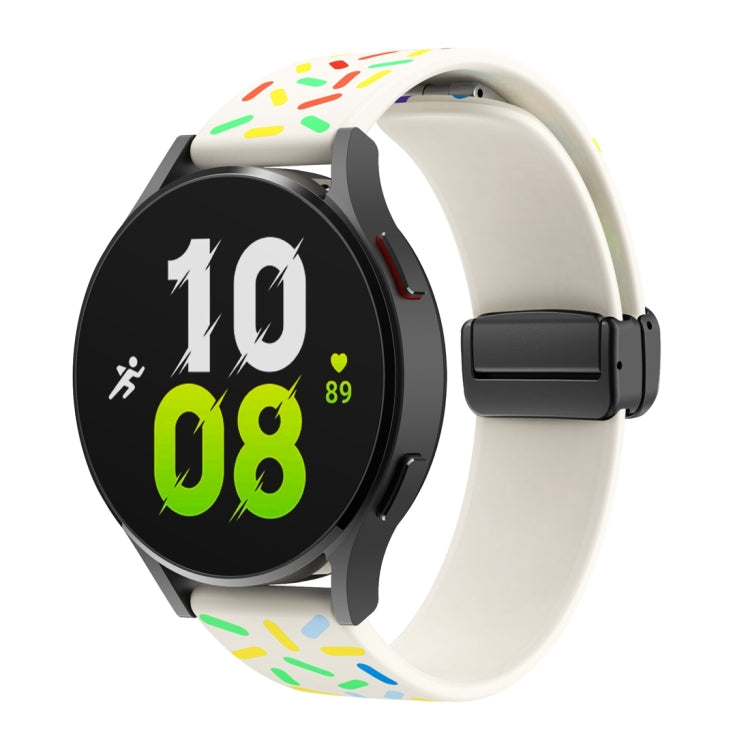 For Samsung Galaxy Watch 6 / 6 Classic Sports Rainbow Dots Magnetic Black Buckle Silicone Watch Band