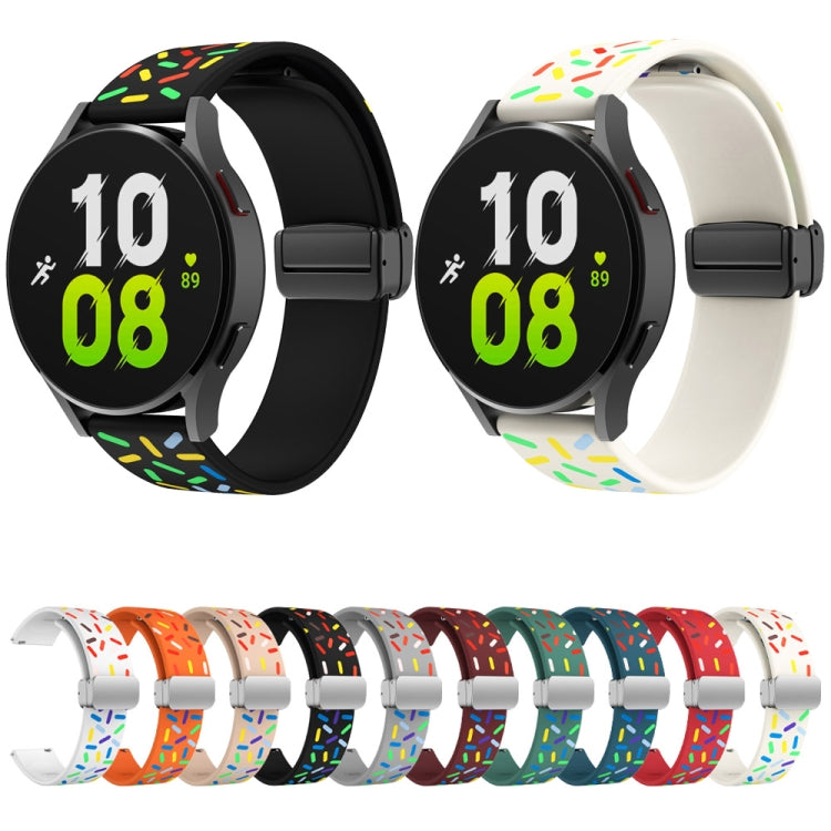 For Samsung Galaxy Watch 6 / 6 Classic Sports Rainbow Dots Magnetic Black Buckle Silicone Watch Band