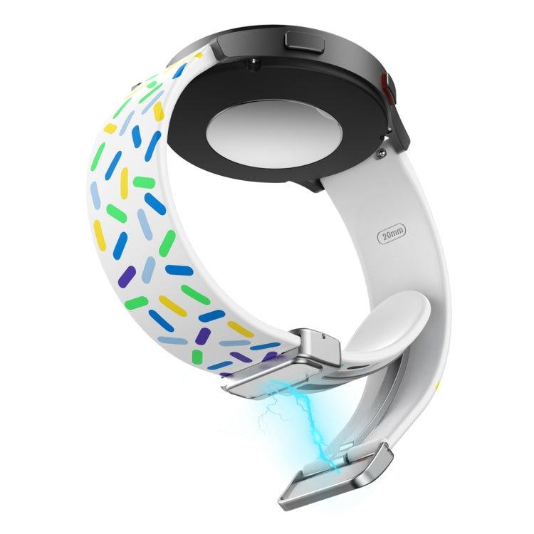 For Samsung Galaxy Watch 6 / 6 Classic Sports Rainbow Dots Magnetic Silver Buckle Silicone Watch Band