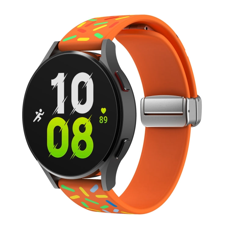 For Samsung Galaxy Watch 6 / 6 Classic Sports Rainbow Dots Magnetic Silver Buckle Silicone Watch Band