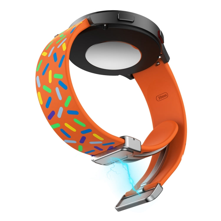 For Samsung Galaxy Watch 6 / 6 Classic Sports Rainbow Dots Magnetic Silver Buckle Silicone Watch Band
