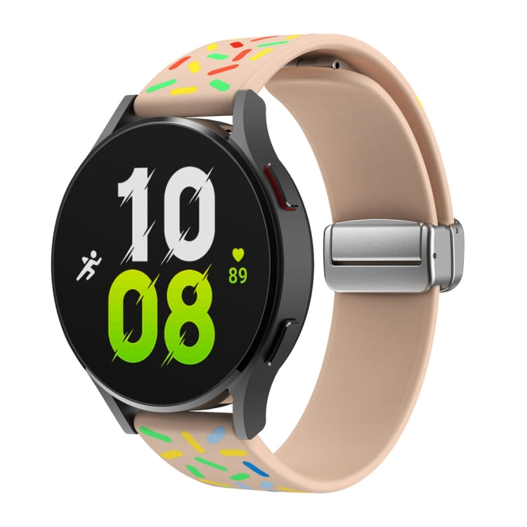 For Samsung Galaxy Watch 6 / 6 Classic Sports Rainbow Dots Magnetic Silver Buckle Silicone Watch Band