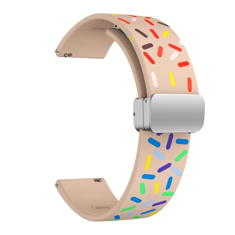 For Samsung Galaxy Watch 6 / 6 Classic Sports Rainbow Dots Magnetic Silver Buckle Silicone Watch Band
