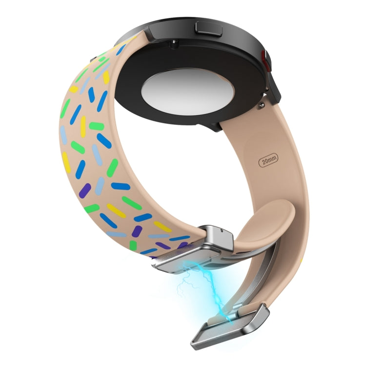For Samsung Galaxy Watch 6 / 6 Classic Sports Rainbow Dots Magnetic Silver Buckle Silicone Watch Band