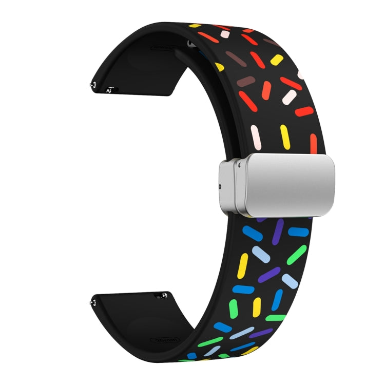 For Samsung Galaxy Watch 6 / 6 Classic Sports Rainbow Dots Magnetic Silver Buckle Silicone Watch Band