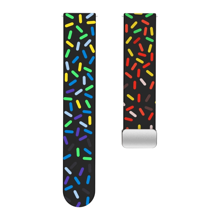 For Samsung Galaxy Watch 6 / 6 Classic Sports Rainbow Dots Magnetic Silver Buckle Silicone Watch Band
