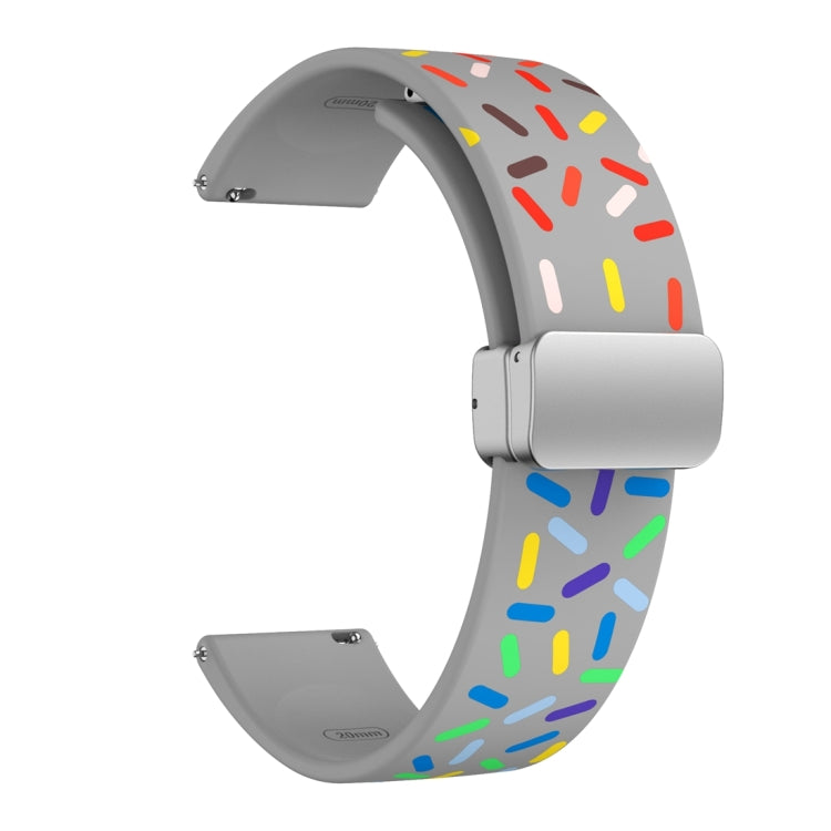 For Samsung Galaxy Watch 6 / 6 Classic Sports Rainbow Dots Magnetic Silver Buckle Silicone Watch Band