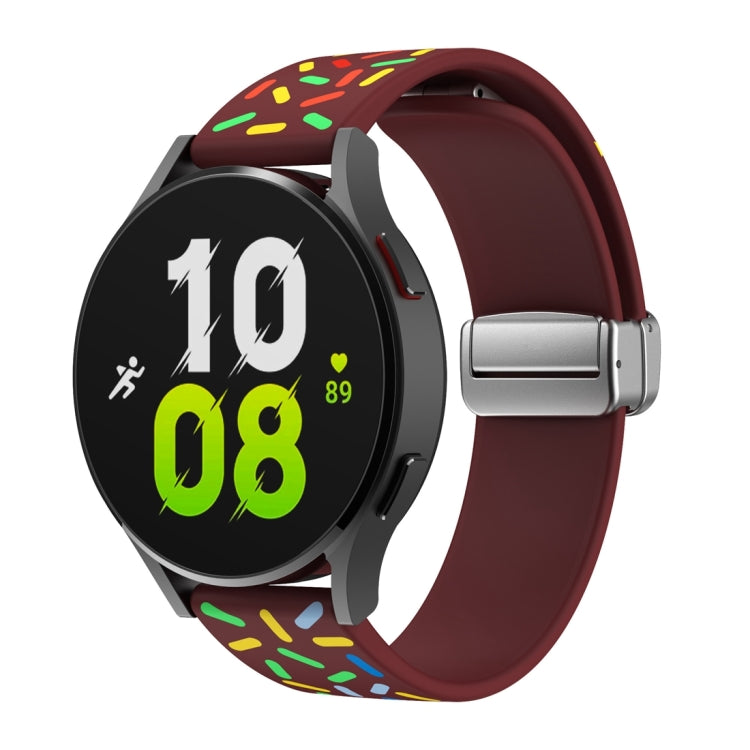 For Samsung Galaxy Watch 6 / 6 Classic Sports Rainbow Dots Magnetic Silver Buckle Silicone Watch Band