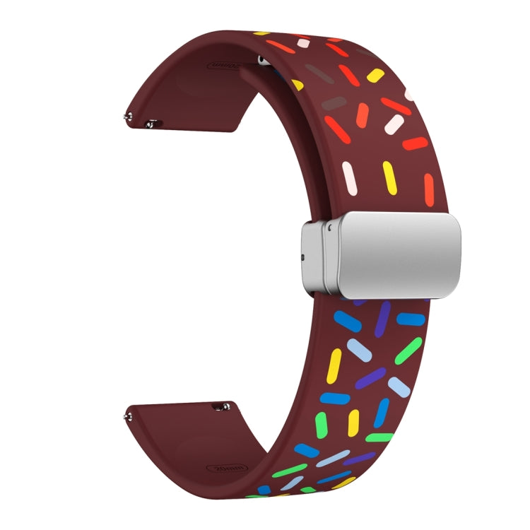 For Samsung Galaxy Watch 6 / 6 Classic Sports Rainbow Dots Magnetic Silver Buckle Silicone Watch Band