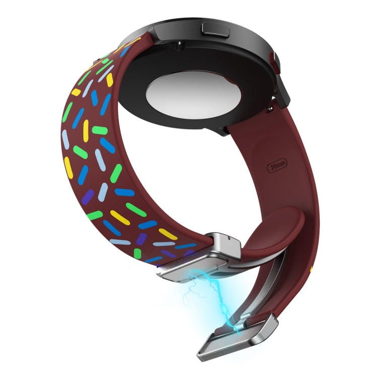 For Samsung Galaxy Watch 6 / 6 Classic Sports Rainbow Dots Magnetic Silver Buckle Silicone Watch Band