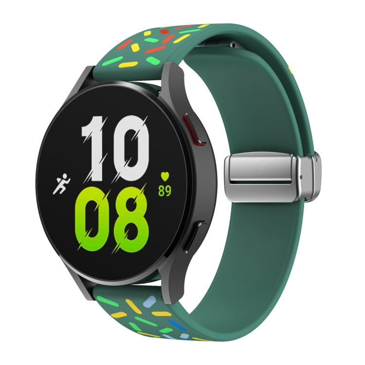 For Samsung Galaxy Watch 6 / 6 Classic Sports Rainbow Dots Magnetic Silver Buckle Silicone Watch Band