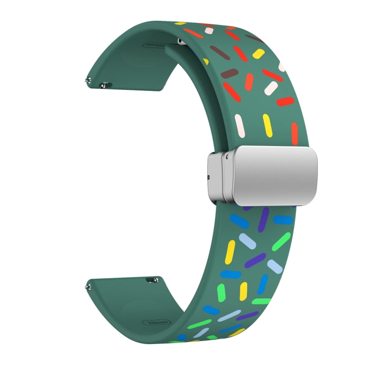 For Samsung Galaxy Watch 6 / 6 Classic Sports Rainbow Dots Magnetic Silver Buckle Silicone Watch Band