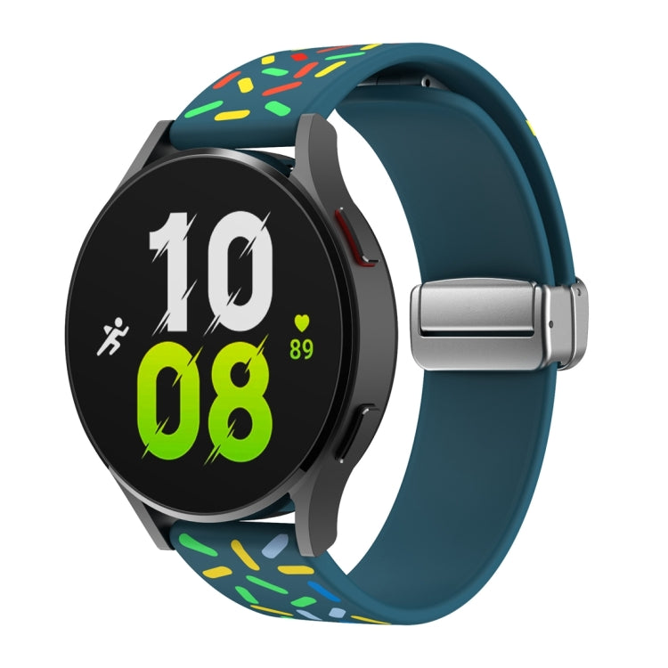 For Samsung Galaxy Watch 6 / 6 Classic Sports Rainbow Dots Magnetic Silver Buckle Silicone Watch Band