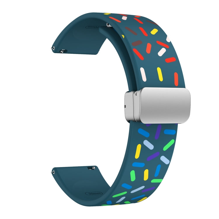 For Samsung Galaxy Watch 6 / 6 Classic Sports Rainbow Dots Magnetic Silver Buckle Silicone Watch Band