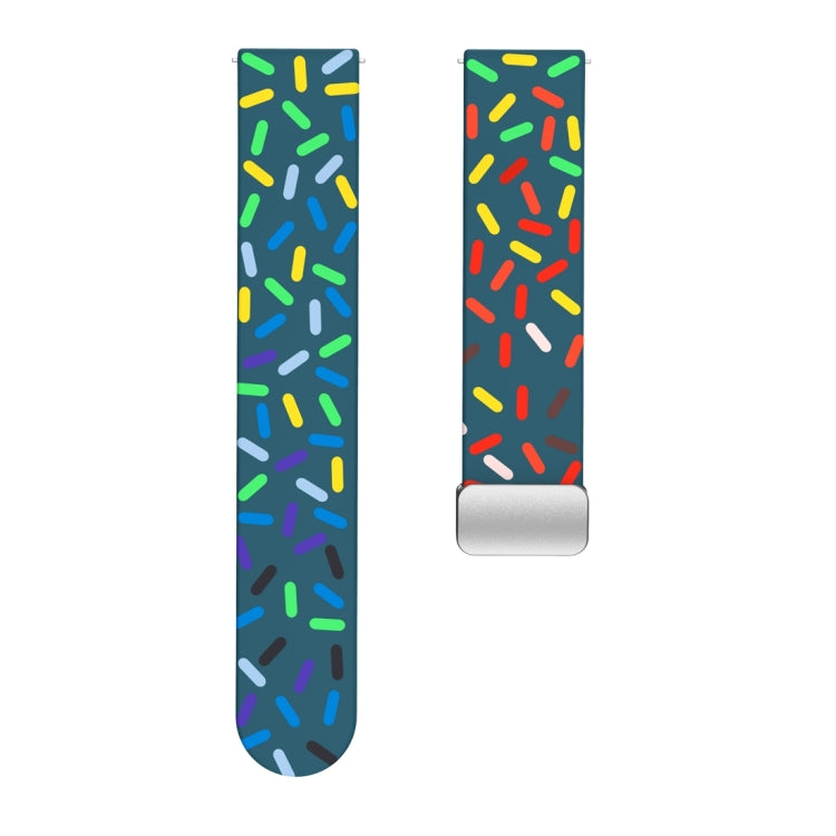 For Samsung Galaxy Watch 6 / 6 Classic Sports Rainbow Dots Magnetic Silver Buckle Silicone Watch Band