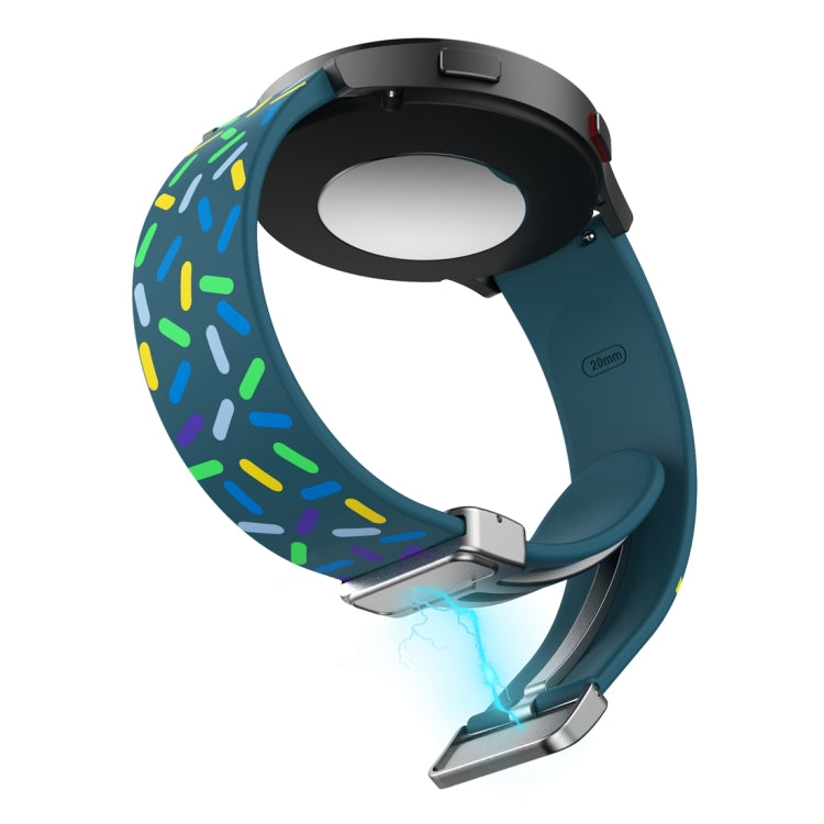 For Samsung Galaxy Watch 6 / 6 Classic Sports Rainbow Dots Magnetic Silver Buckle Silicone Watch Band