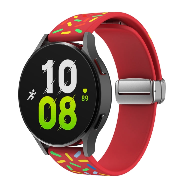 For Samsung Galaxy Watch 6 / 6 Classic Sports Rainbow Dots Magnetic Silver Buckle Silicone Watch Band