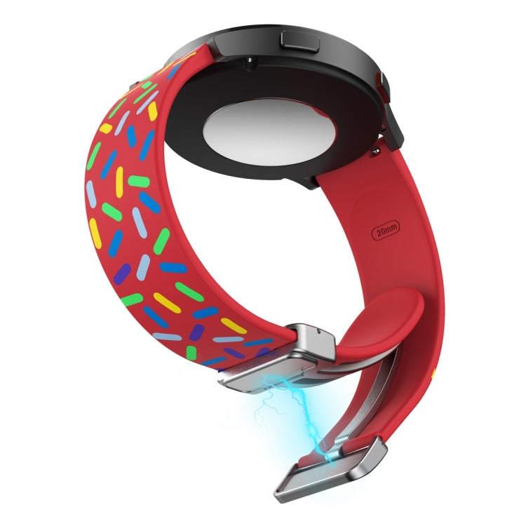 For Samsung Galaxy Watch 6 / 6 Classic Sports Rainbow Dots Magnetic Silver Buckle Silicone Watch Band