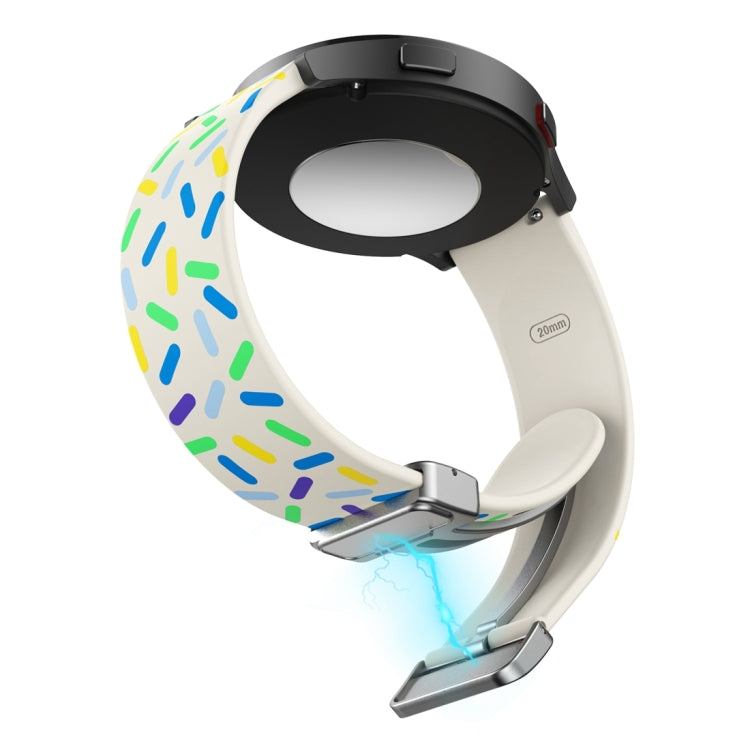 For Samsung Galaxy Watch 6 / 6 Classic Sports Rainbow Dots Magnetic Silver Buckle Silicone Watch Band