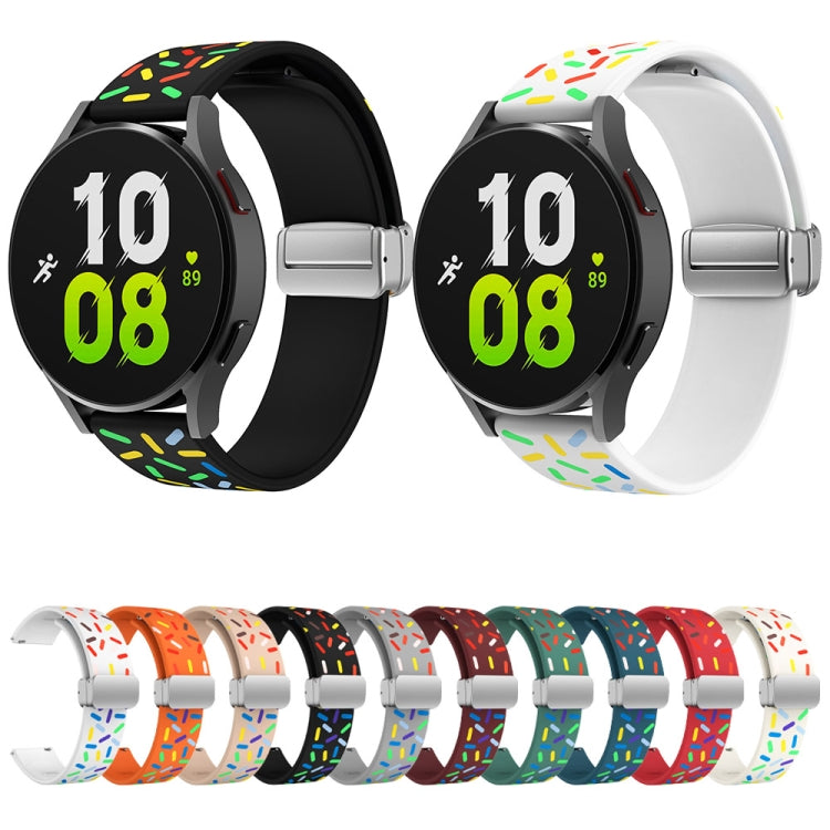 For Samsung Galaxy Watch 6 / 6 Classic Sports Rainbow Dots Magnetic Silver Buckle Silicone Watch Band