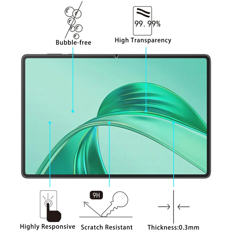 For Honor Pad X10 / X8a / X8a LTE / X8b 2pcs 9H 0.3mm Explosion-proof Tempered Glass Film