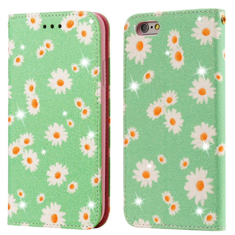 For iPhone 6 / 6s Glittering Daisy Magnetic Horizontal Flip Leather Case with Holder & Card Slots & Photo Frame