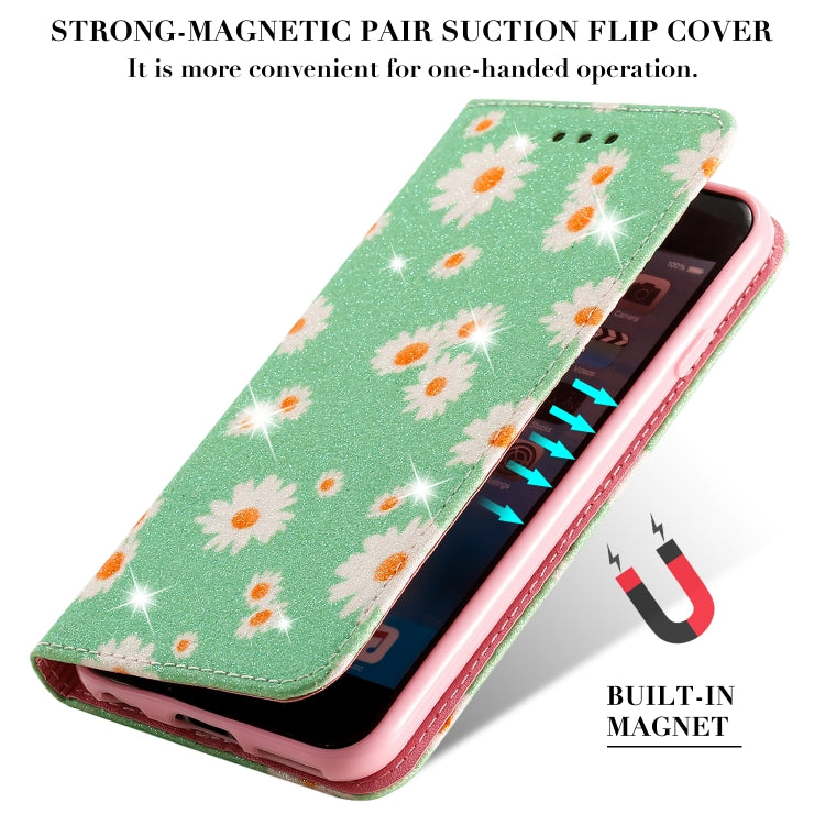 For iPhone 6 / 6s Glittering Daisy Magnetic Horizontal Flip Leather Case with Holder & Card Slots & Photo Frame