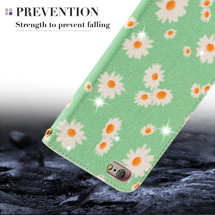 For iPhone 6 / 6s Glittering Daisy Magnetic Horizontal Flip Leather Case with Holder & Card Slots & Photo Frame