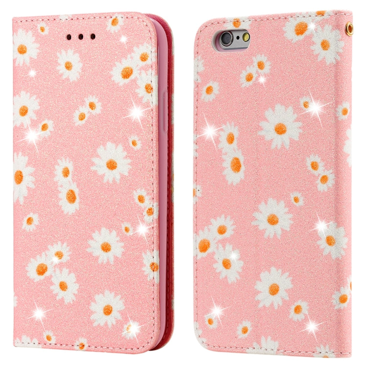 For iPhone 6 / 6s Glittering Daisy Magnetic Horizontal Flip Leather Case with Holder & Card Slots & Photo Frame