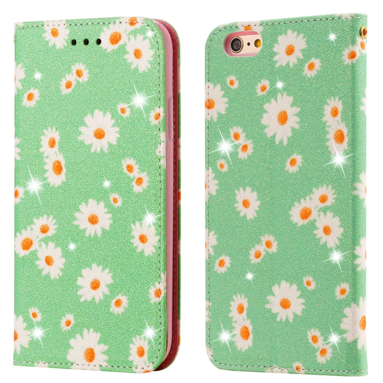 For iPhone 6 Plus Glittering Daisy Magnetic Horizontal Flip Leather Case with Holder & Card Slots & Photo Frame