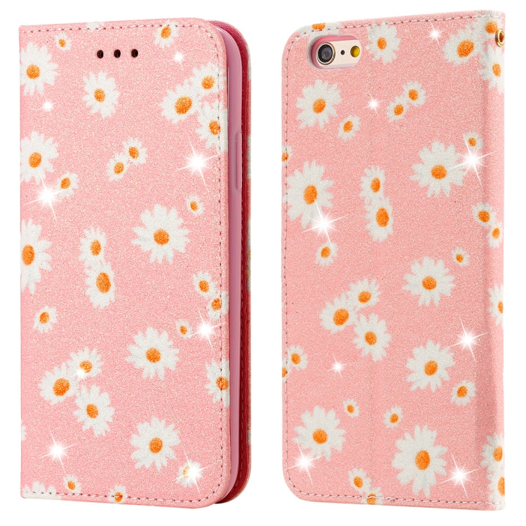 For iPhone 6 Plus Glittering Daisy Magnetic Horizontal Flip Leather Case with Holder & Card Slots & Photo Frame