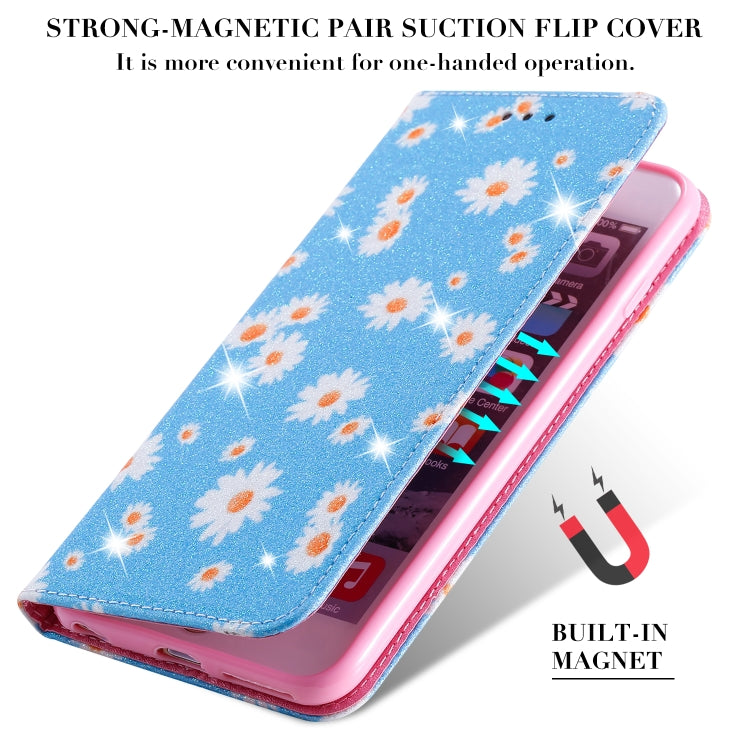 For iPhone 6 Plus Glittering Daisy Magnetic Horizontal Flip Leather Case with Holder & Card Slots & Photo Frame