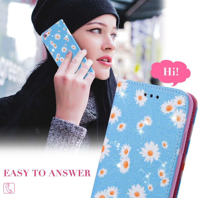 For iPhone 6 Plus Glittering Daisy Magnetic Horizontal Flip Leather Case with Holder & Card Slots & Photo Frame