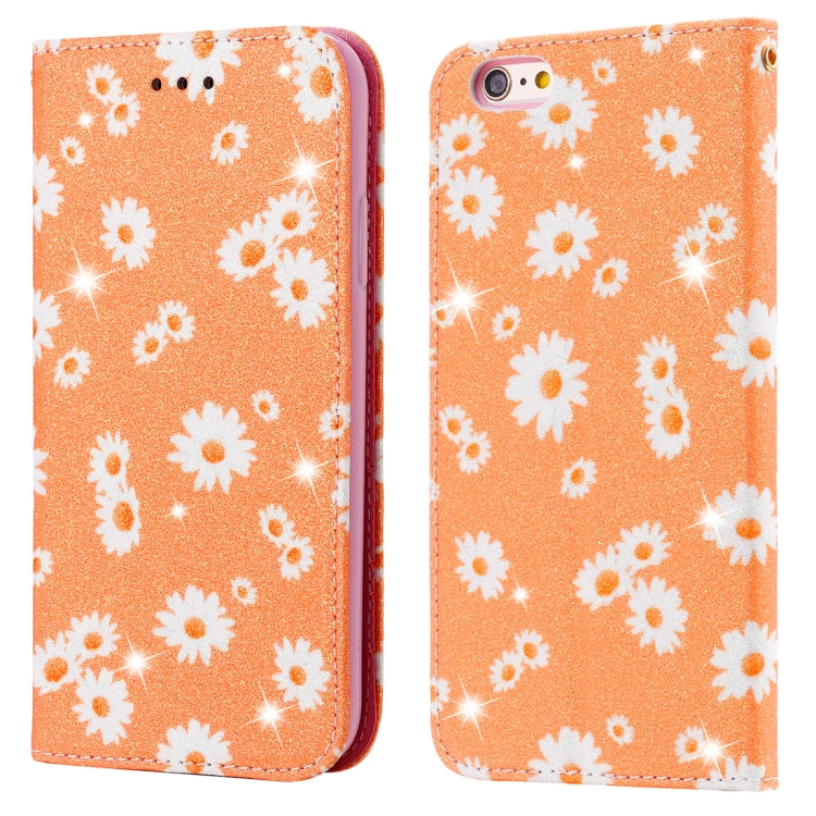 For iPhone 6 Plus Glittering Daisy Magnetic Horizontal Flip Leather Case with Holder & Card Slots & Photo Frame
