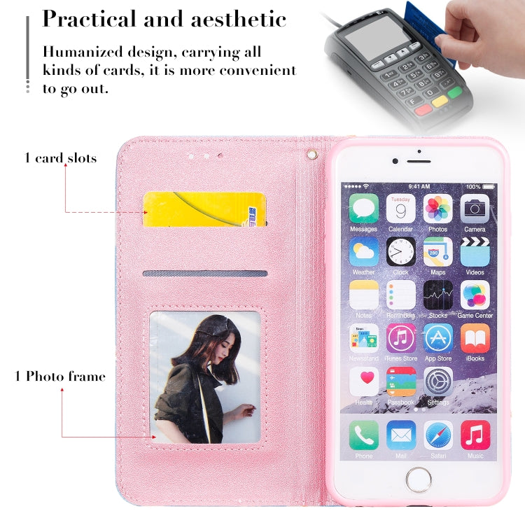 For iPhone 6 Plus Glittering Daisy Magnetic Horizontal Flip Leather Case with Holder & Card Slots & Photo Frame