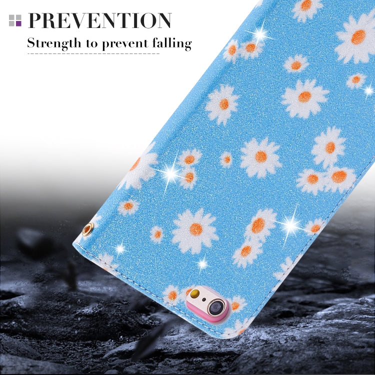 For iPhone 6 Plus Glittering Daisy Magnetic Horizontal Flip Leather Case with Holder & Card Slots & Photo Frame