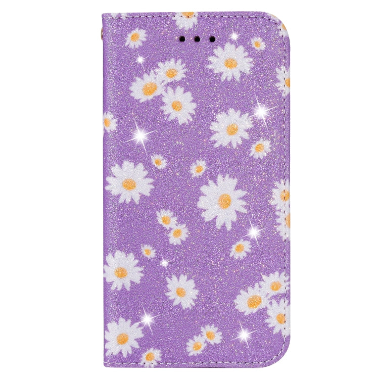 For iPhone 7 Plus / 8 Plus Glittering Daisy Magnetic Horizontal Flip Leather Case with Holder & Card Slots & Photo Frame