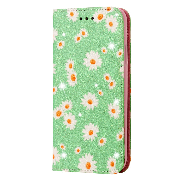 For iPhone 7 Plus / 8 Plus Glittering Daisy Magnetic Horizontal Flip Leather Case with Holder & Card Slots & Photo Frame