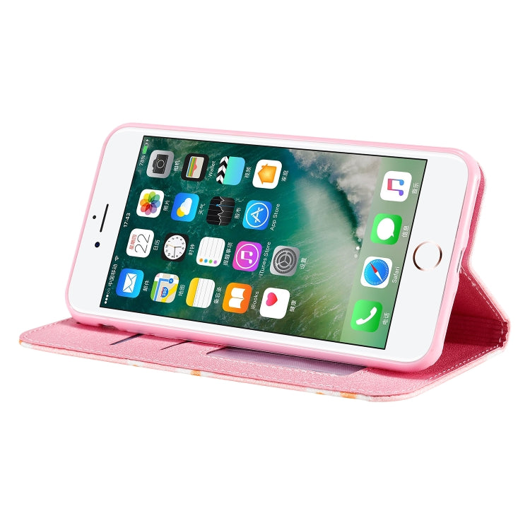 For iPhone 7 Plus / 8 Plus Glittering Daisy Magnetic Horizontal Flip Leather Case with Holder & Card Slots & Photo Frame