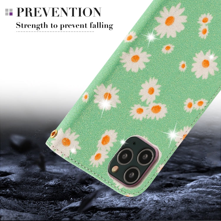 For iPhone 11 Pro Glittering Daisy Magnetic Horizontal Flip Leather Case with Holder & Card Slots & Photo Frame