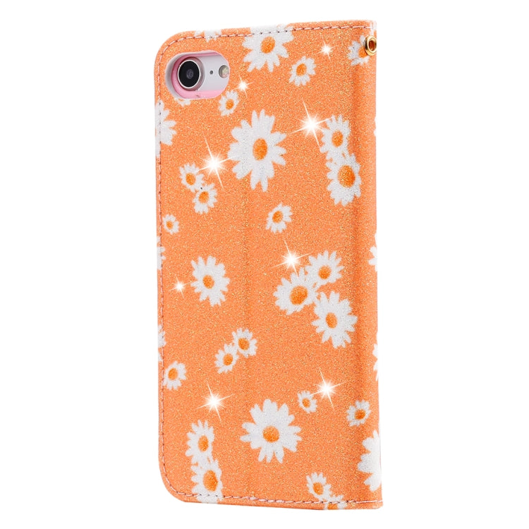 For iPhone SE 2022 / SE 2020 / 8 / 7 Glittering Daisy Magnetic Horizontal Flip Leather Case with Holder & Card Slots & Photo Frame