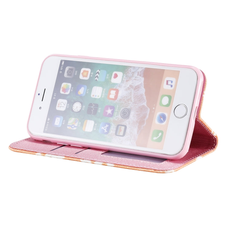For iPhone SE 2022 / SE 2020 / 8 / 7 Glittering Daisy Magnetic Horizontal Flip Leather Case with Holder & Card Slots & Photo Frame