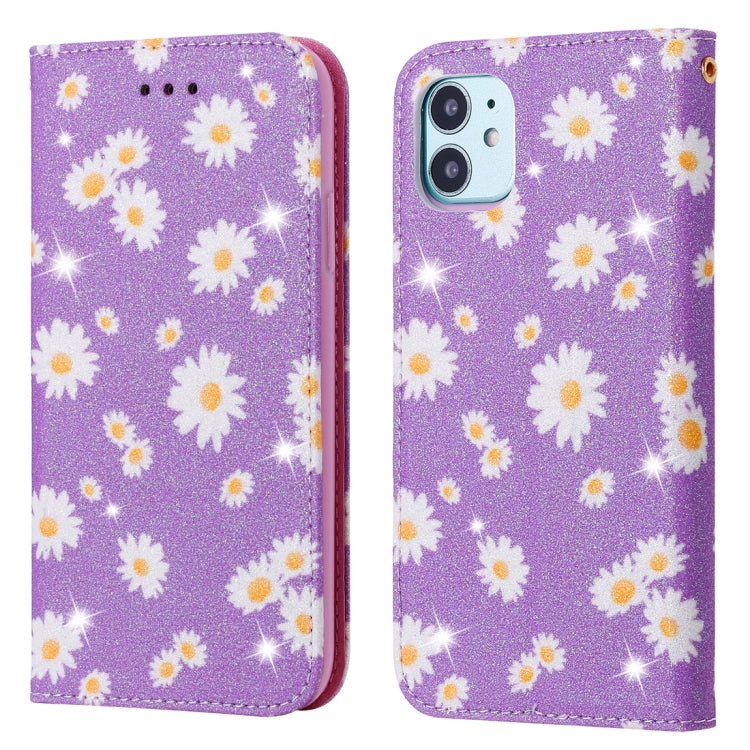 For iPhone 11 Glittering Daisy Magnetic Horizontal Flip Leather Case with Holder & Card Slots & Photo Frame