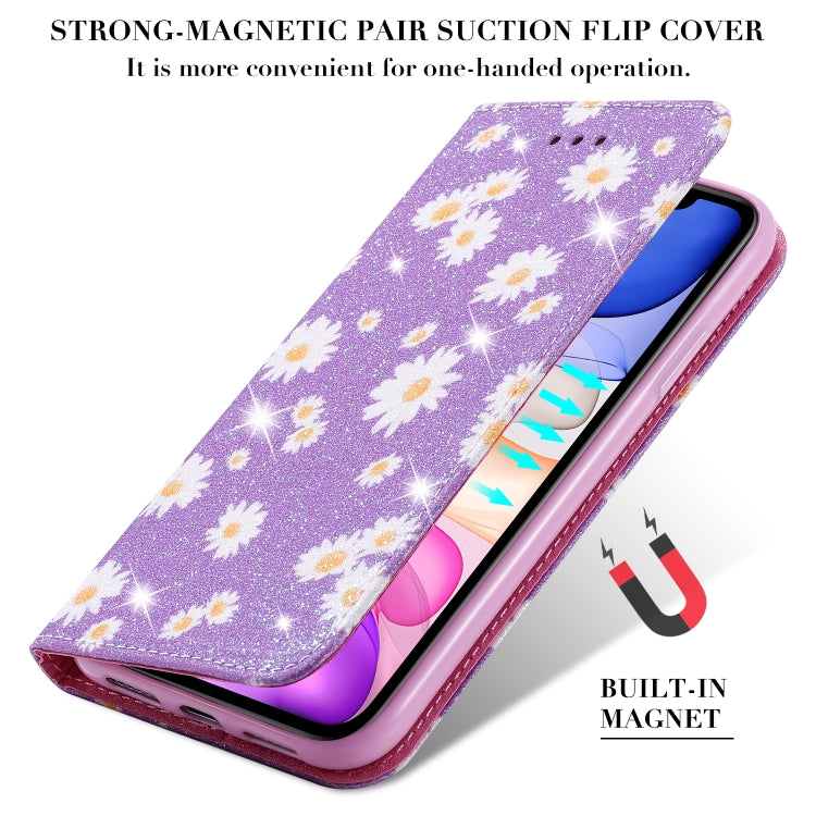 For iPhone 11 Glittering Daisy Magnetic Horizontal Flip Leather Case with Holder & Card Slots & Photo Frame