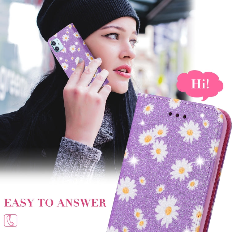 For iPhone 11 Glittering Daisy Magnetic Horizontal Flip Leather Case with Holder & Card Slots & Photo Frame