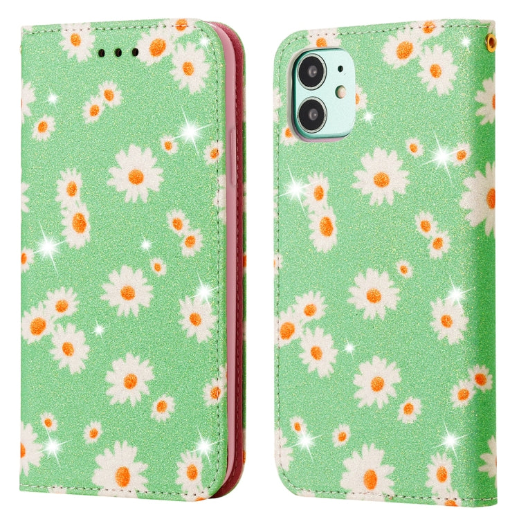 For iPhone 11 Glittering Daisy Magnetic Horizontal Flip Leather Case with Holder & Card Slots & Photo Frame