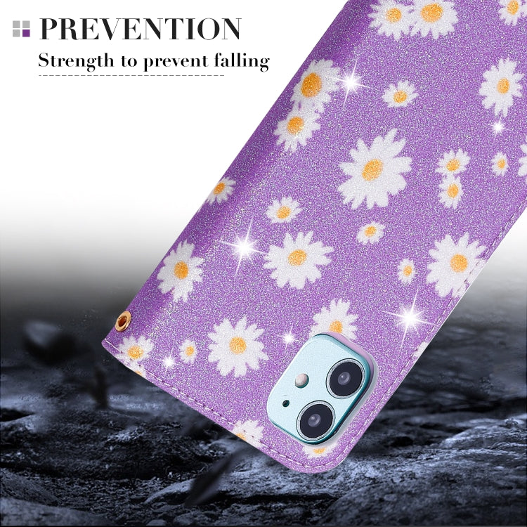 For iPhone 11 Glittering Daisy Magnetic Horizontal Flip Leather Case with Holder & Card Slots & Photo Frame